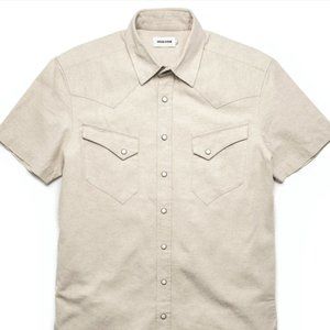 TAYLOR STITCH The Short Sleeve Western in Natural Herringbone M